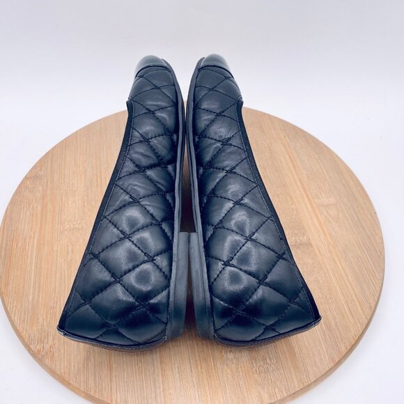 Vionic Desiree Shoes Womens 9.5 Black Leather Orthotic Quilted Ballet Flat Cap - Picture 9 of 10